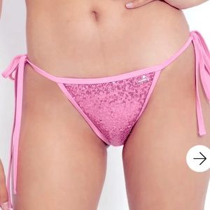 NWT Sparkle Sparkle hot pink tie side bikini bottom limited